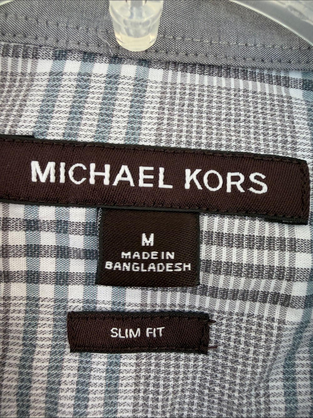 Michael Kors Men's Gray Plaid Dress button down Shirt slim fit size M - Picture 2 of 9